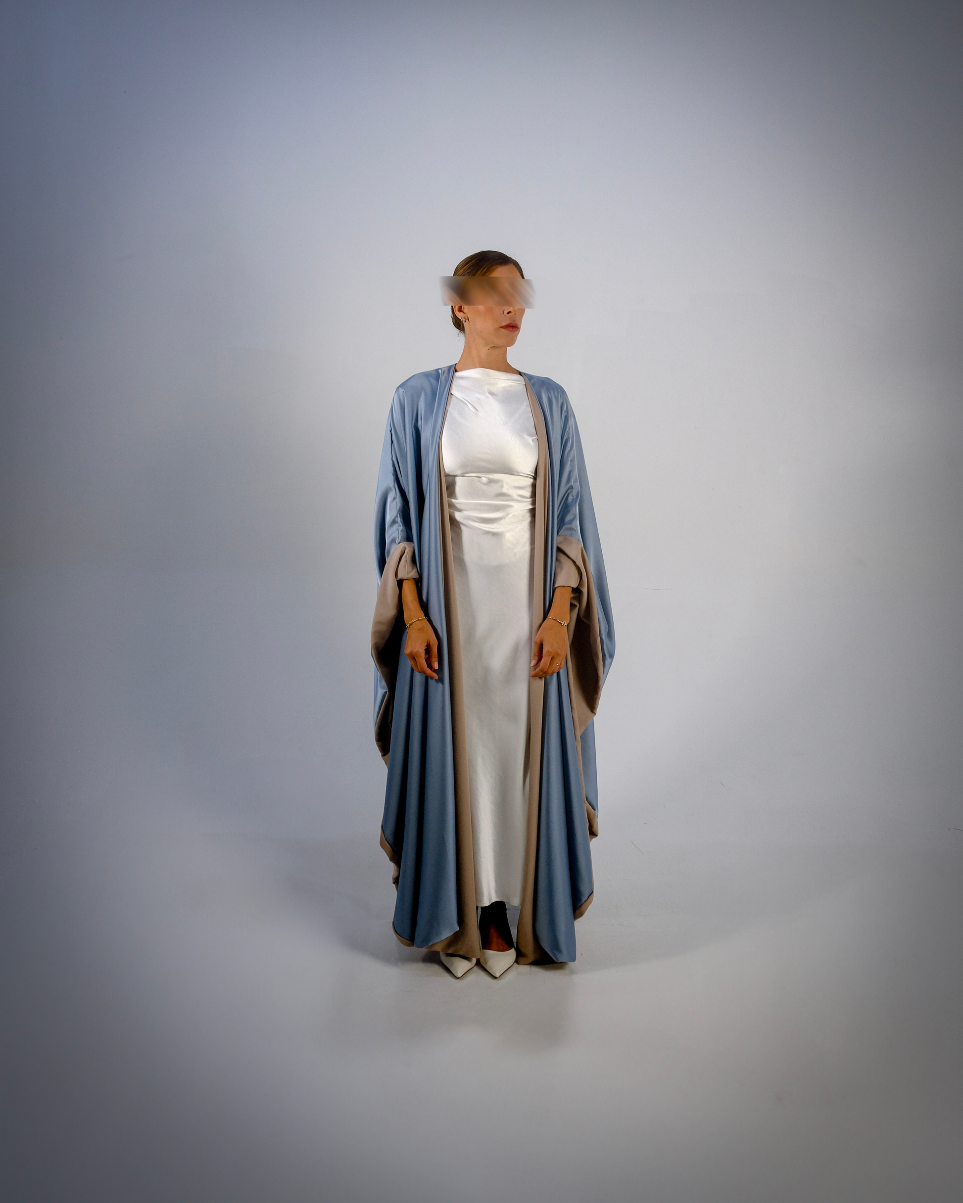 Ocean Blue Silky Satin Reversible Abaya