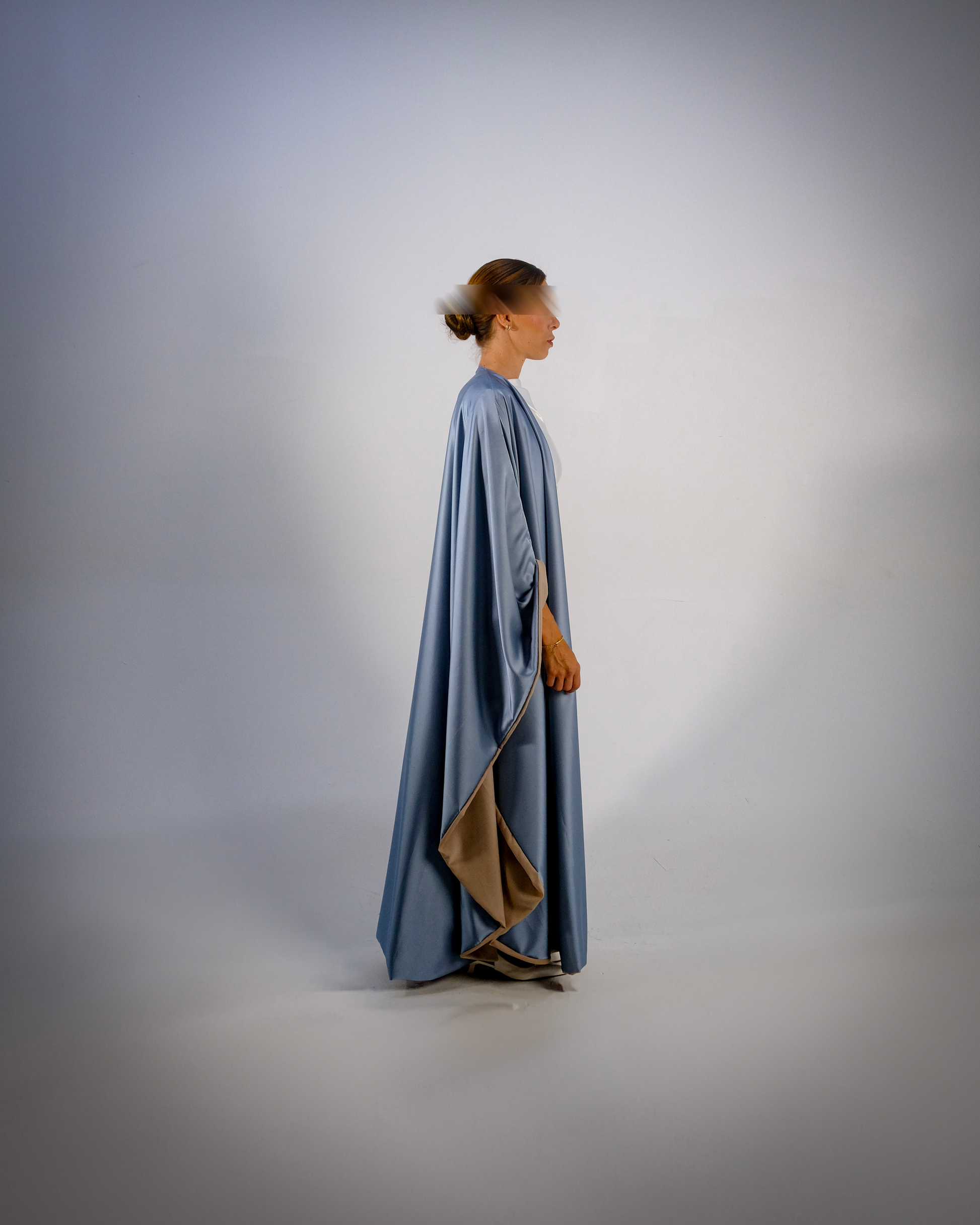 Ocean Blue Silky Satin Reversible Abaya