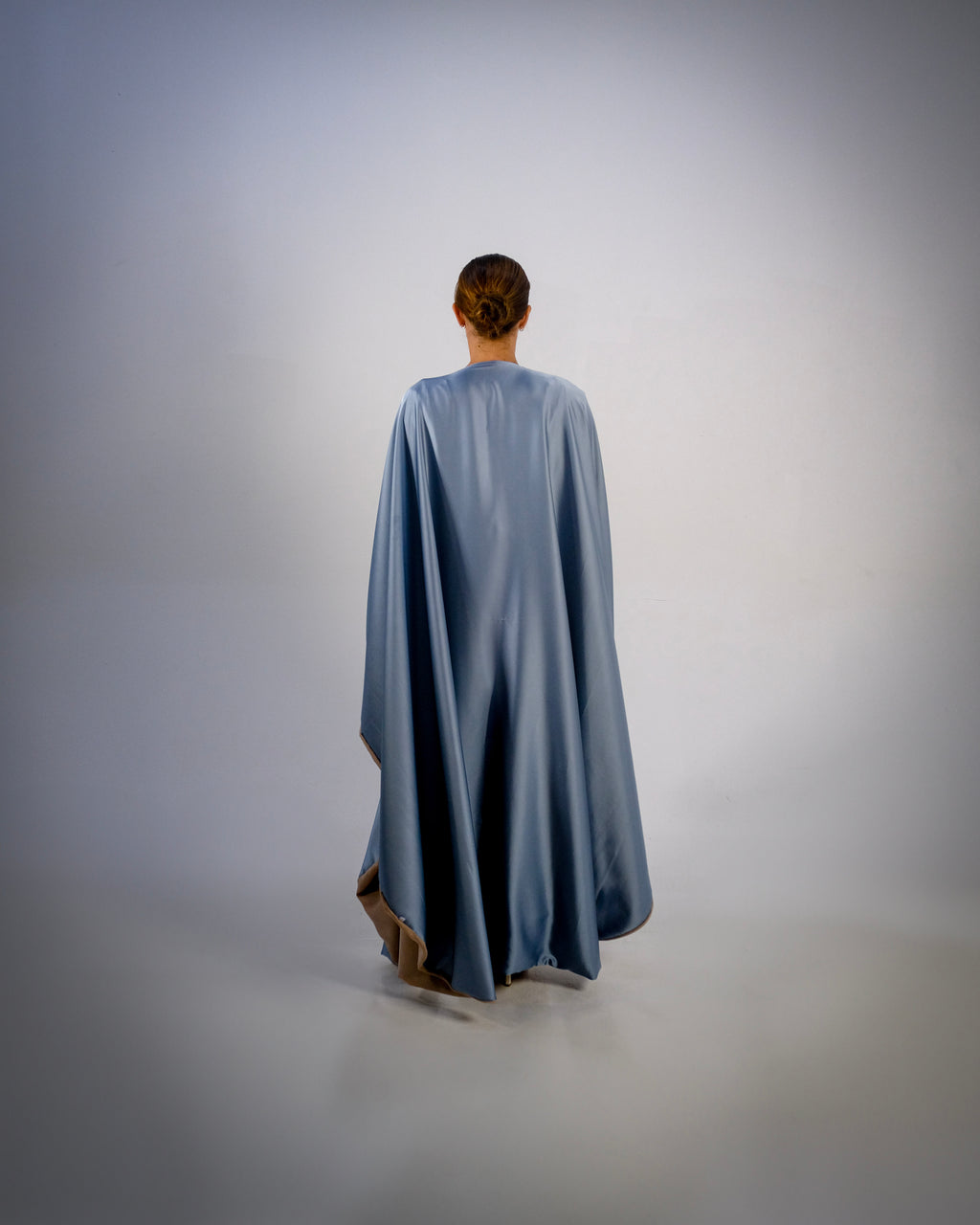 Ocean Blue Silky Satin Reversible Abaya