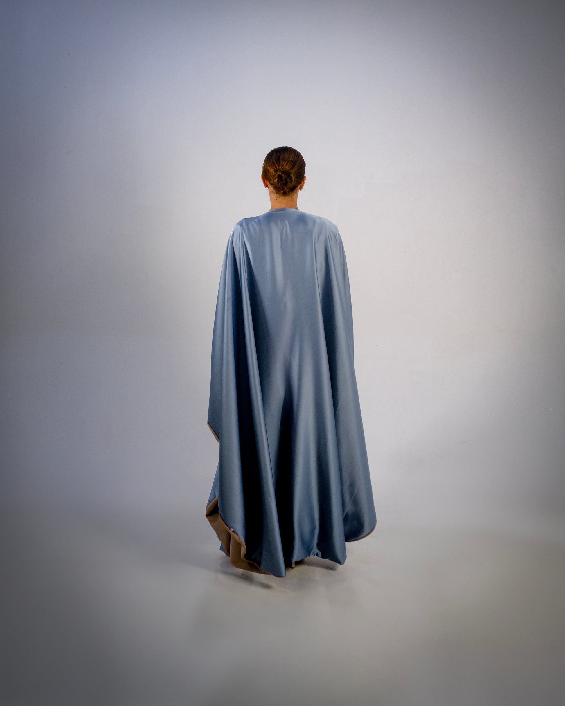 Ocean Blue Silky Satin Reversible Abaya