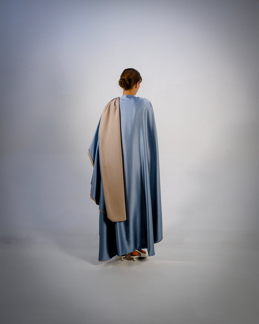 Ocean Blue Silky Satin Reversible Abaya