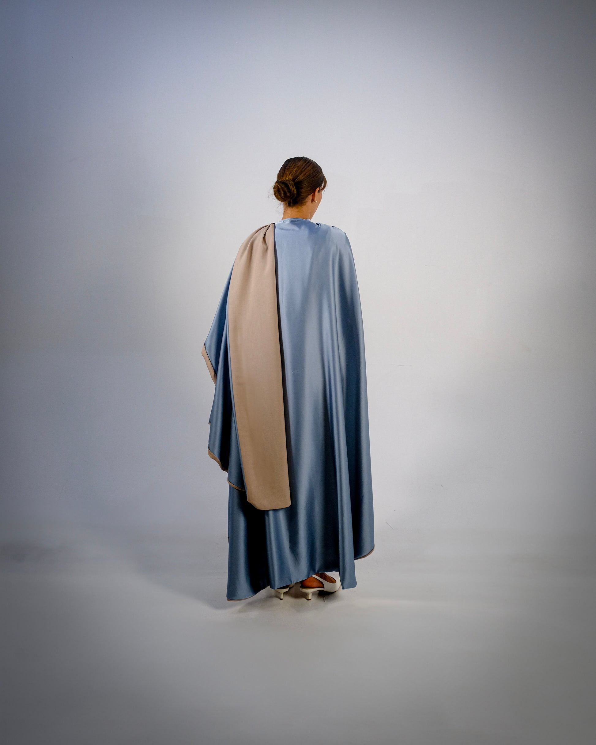 Ocean Blue Silky Satin Reversible Abaya
