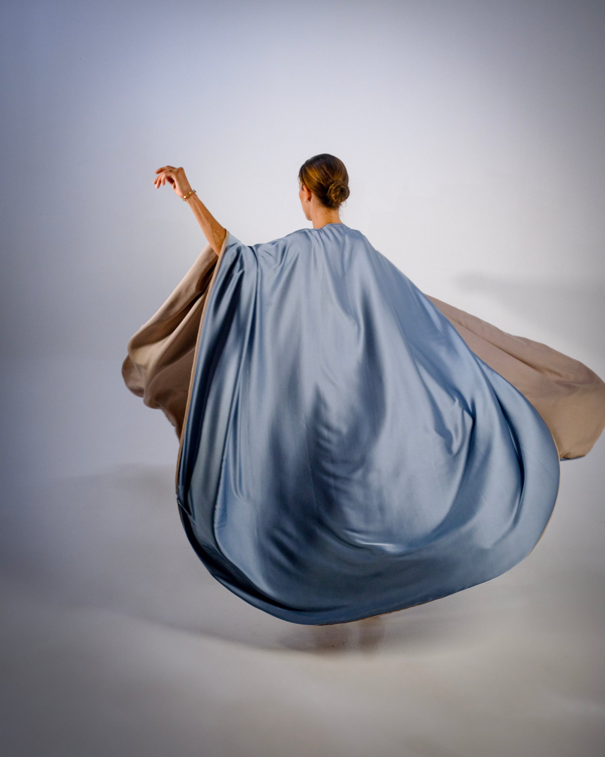 Ocean Blue Silky Satin Reversible Abaya