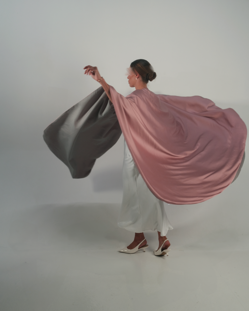 Dusty Pink Silky Satin Reversible Abaya
